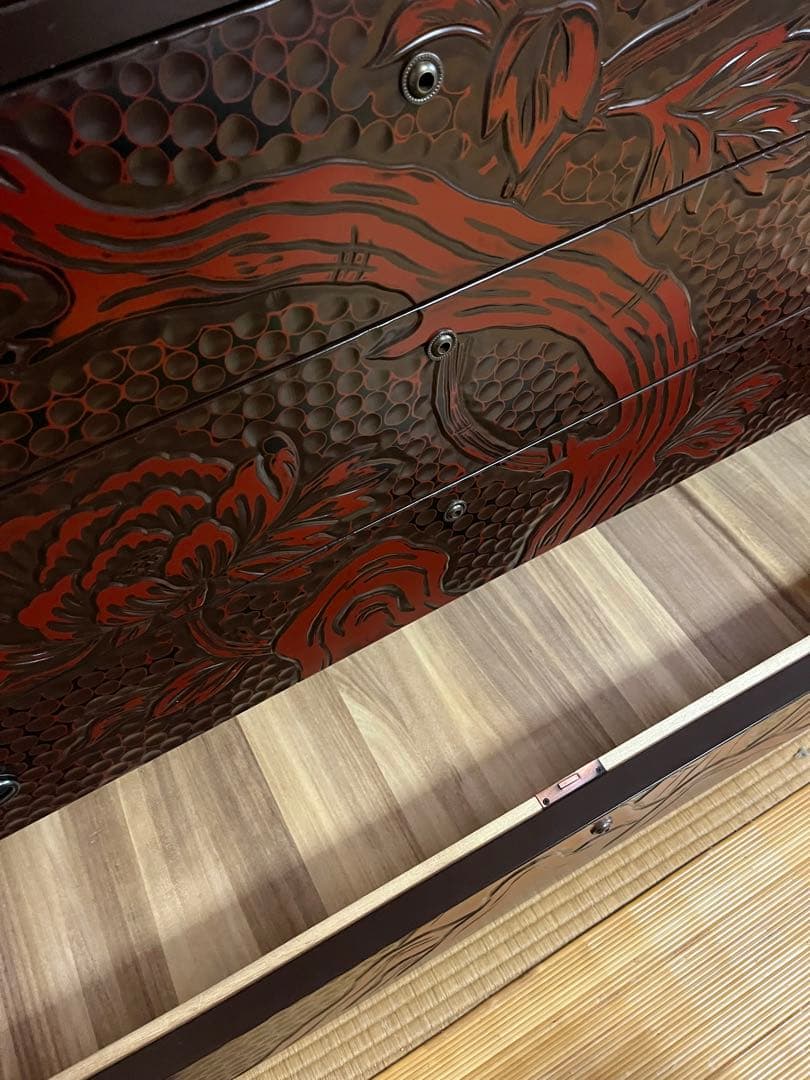 鎌倉彫り　佐藤恵仙作品　桐タンス　和箪笥　着物保管　高級　美品