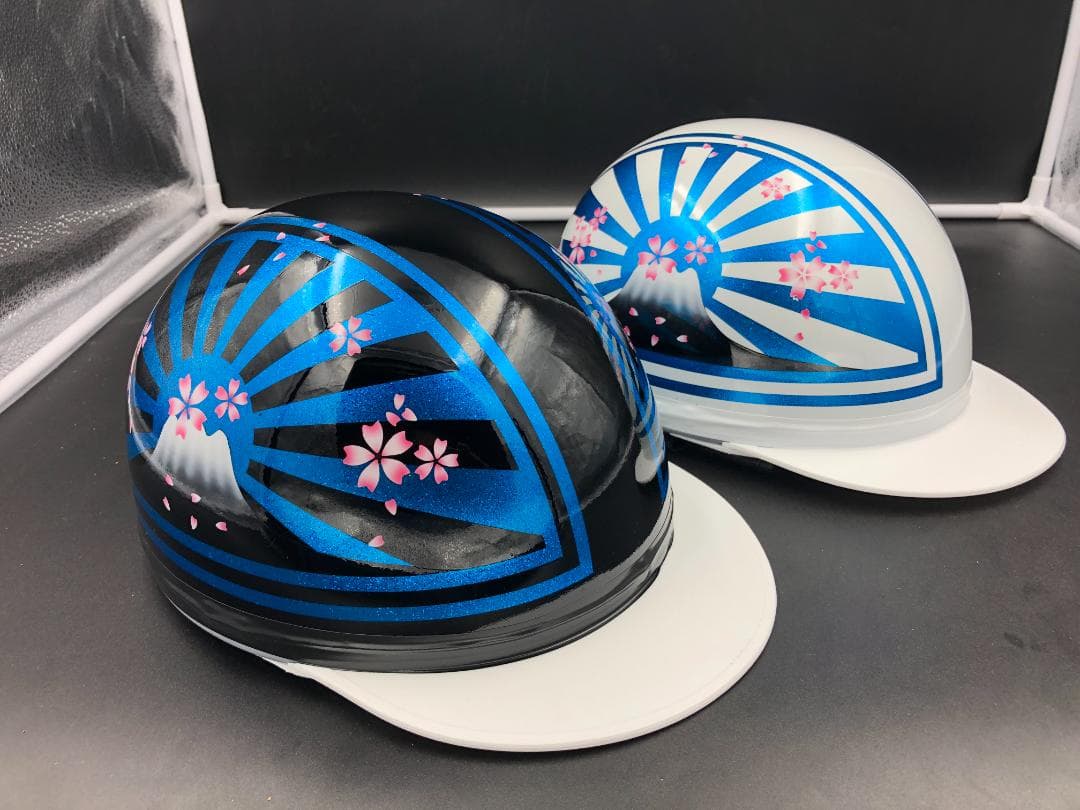コルク半　カスタム　富士日章　三つボタン　ブラックホワイトブルー　ラメ　桜セット