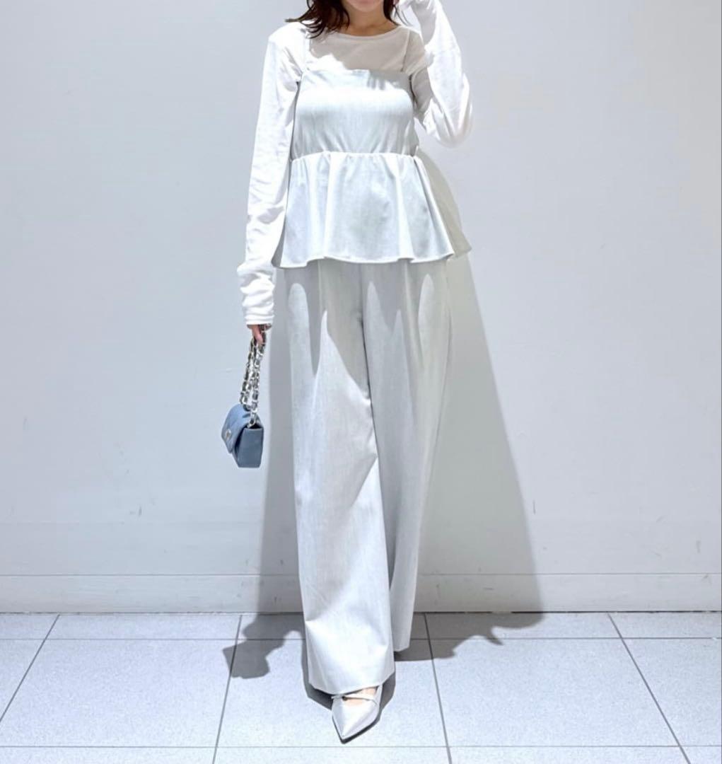 【新品タグ付き】ベアトップオールインワン ライトグレー ラブティックボンボン