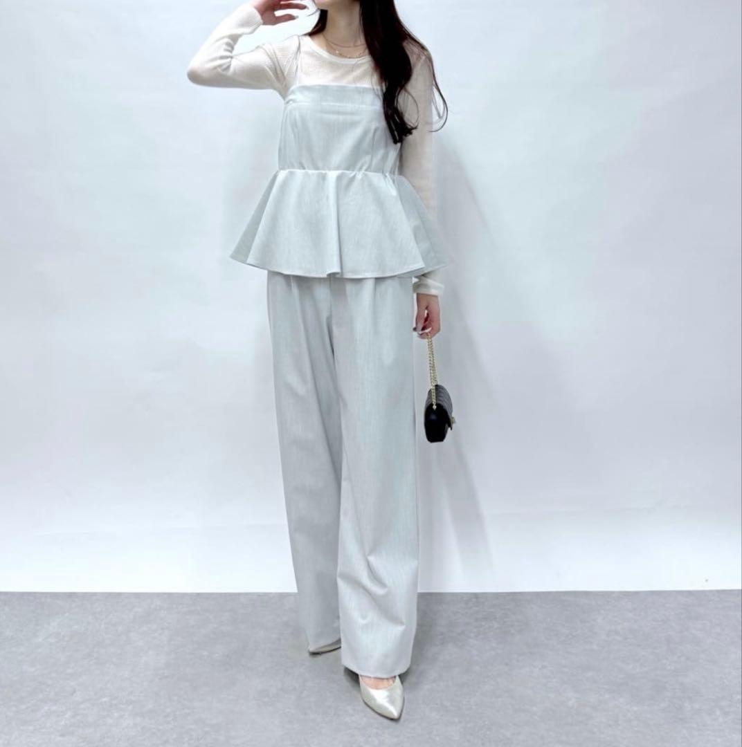 【新品タグ付き】ベアトップオールインワン ライトグレー ラブティックボンボン