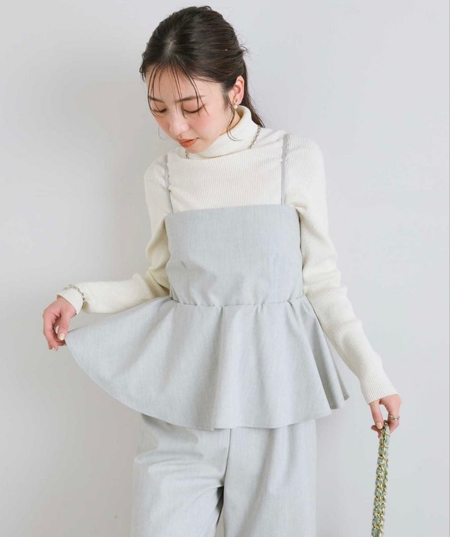 【新品タグ付き】ベアトップオールインワン ライトグレー ラブティックボンボン