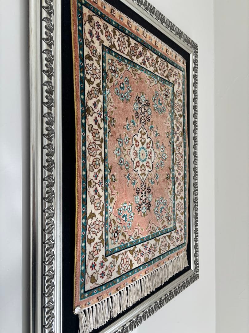 世界最高峰のトルコ カイセリ産 総シルク 手織り絨毯 53×42証紙付