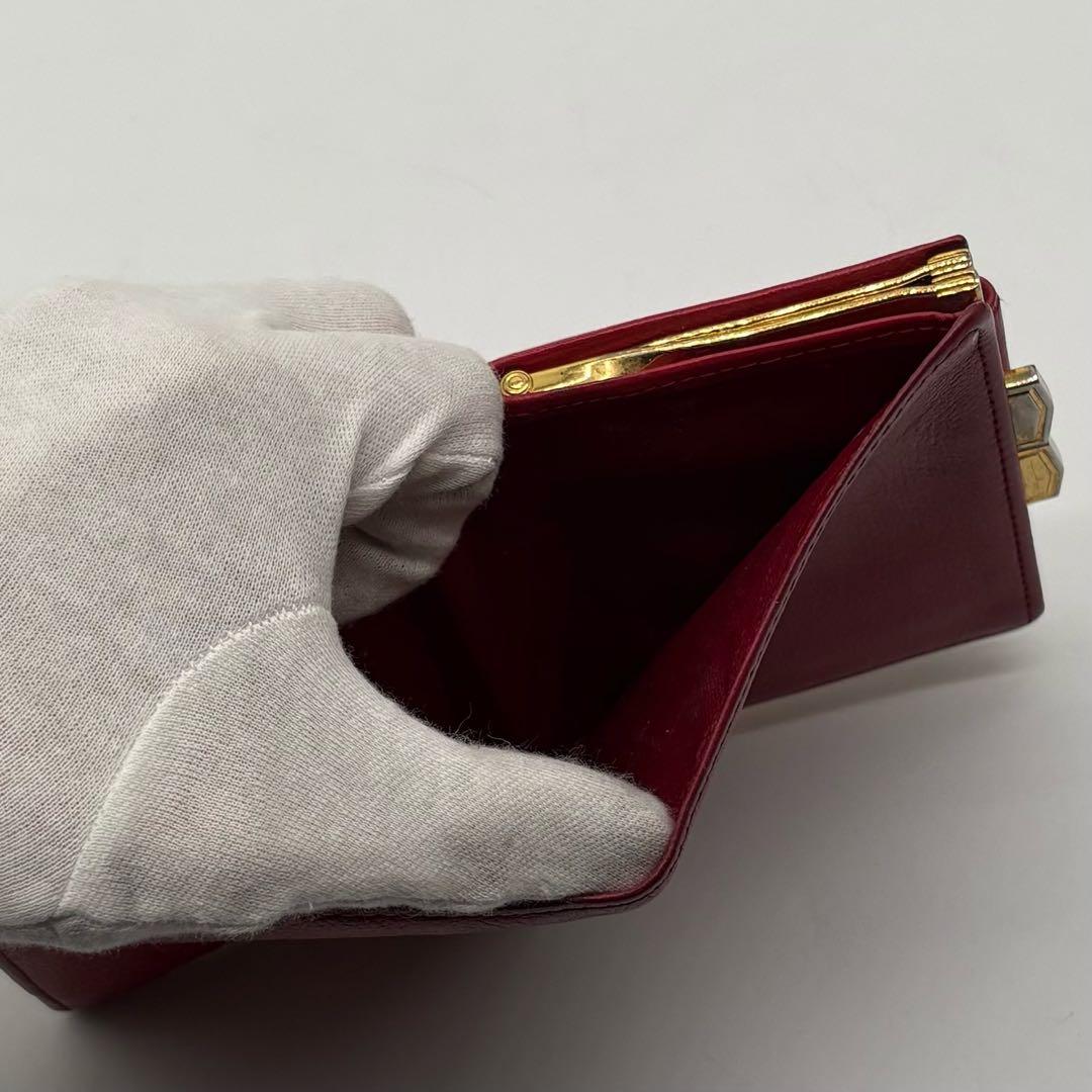 【美品】イヴサンローラン レザー カーフ 二つ折り財布 YSL ボルドー 赤