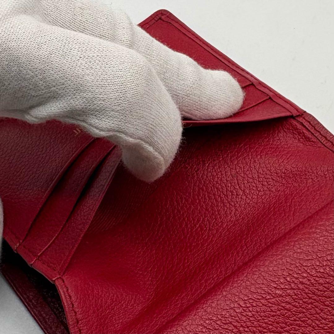 【美品】イヴサンローラン レザー カーフ 二つ折り財布 YSL ボルドー 赤