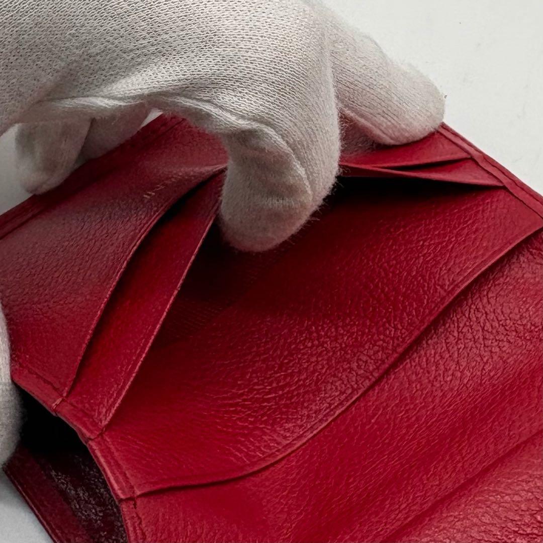 【美品】イヴサンローラン レザー カーフ 二つ折り財布 YSL ボルドー 赤