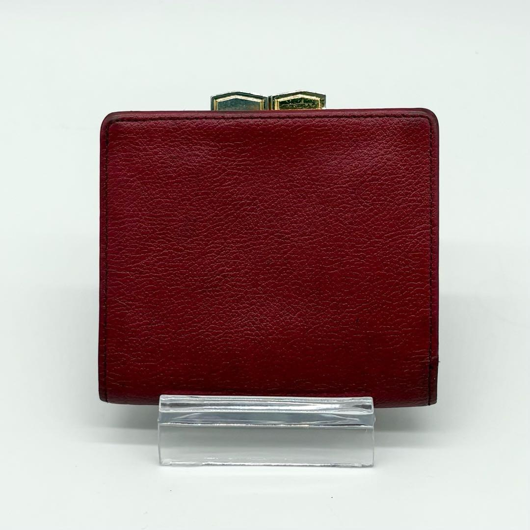 【美品】イヴサンローラン レザー カーフ 二つ折り財布 YSL ボルドー 赤