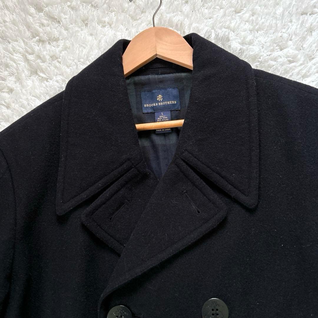 改宗シャーリーン様 ブルックスブラザーズ Pコート GFボタン ウール 黒 L