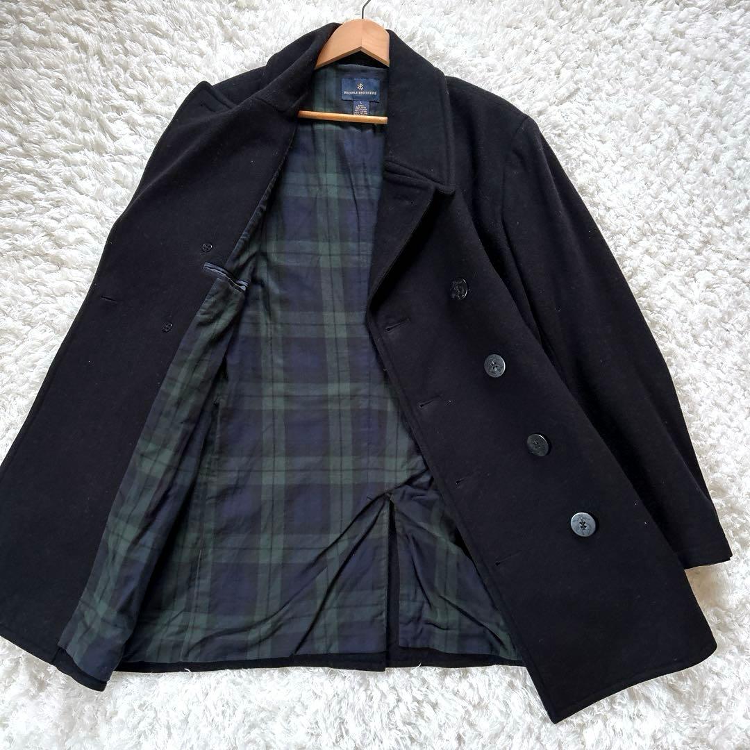 改宗シャーリーン様 ブルックスブラザーズ Pコート GFボタン ウール 黒 L