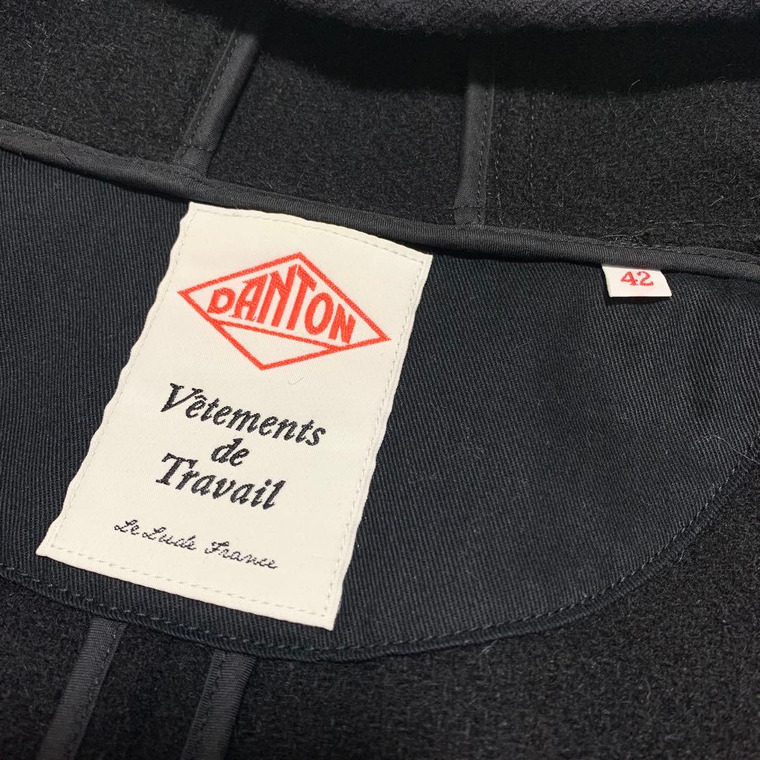 【超希少XLサイズ】ダントン　ウールモッサコート　くるみボタン　ロゴワッペン　黒