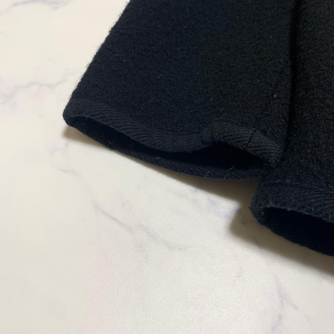 【超希少XLサイズ】ダントン　ウールモッサコート　くるみボタン　ロゴワッペン　黒