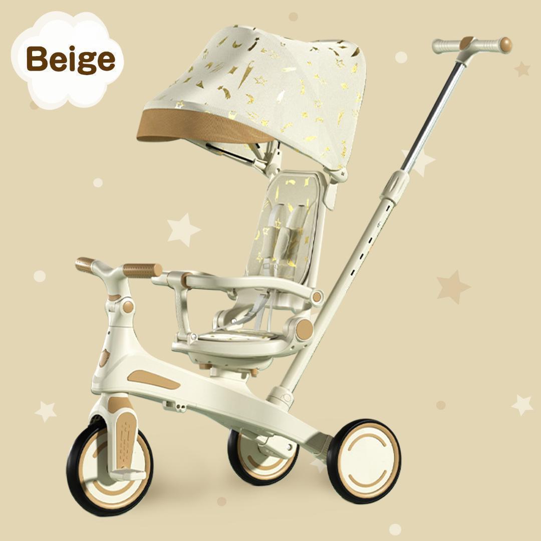 新品＊三輪車 手押し棒付き 7in1子供用 キッズバイク ベージュ2644