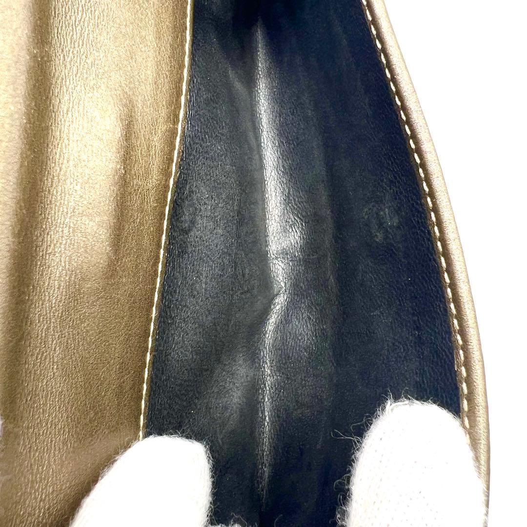 GUCCI グッチ GGキャンバス アイボリー レザー ロゴプレート 長財布