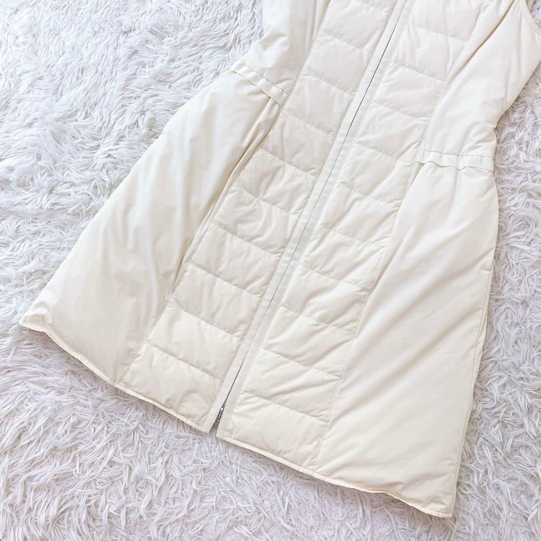 【美品】 エムズグレイシー ロングダウンベスト ジレ 36 M アイボリー