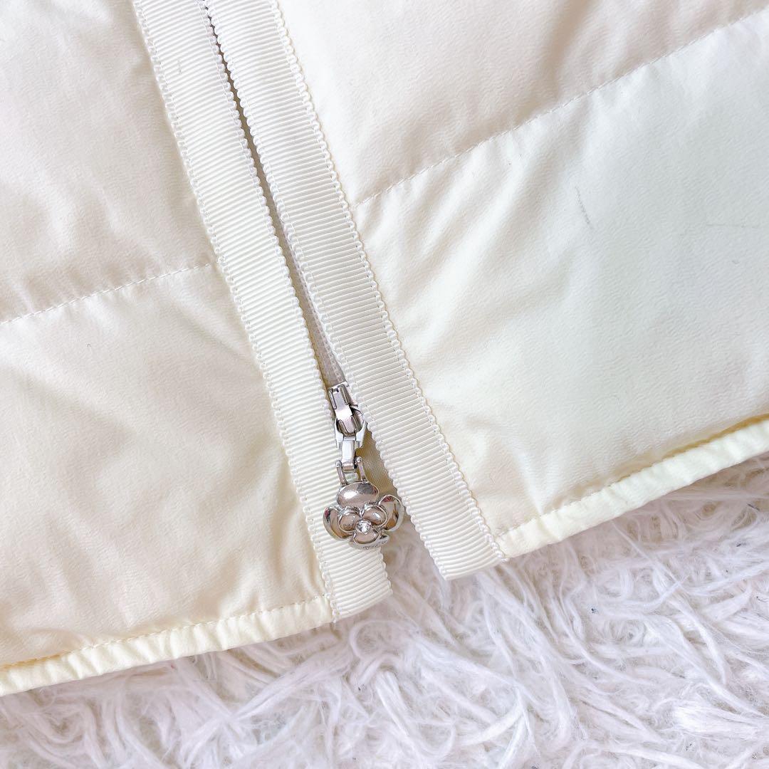 【美品】 エムズグレイシー ロングダウンベスト ジレ 36 M アイボリー