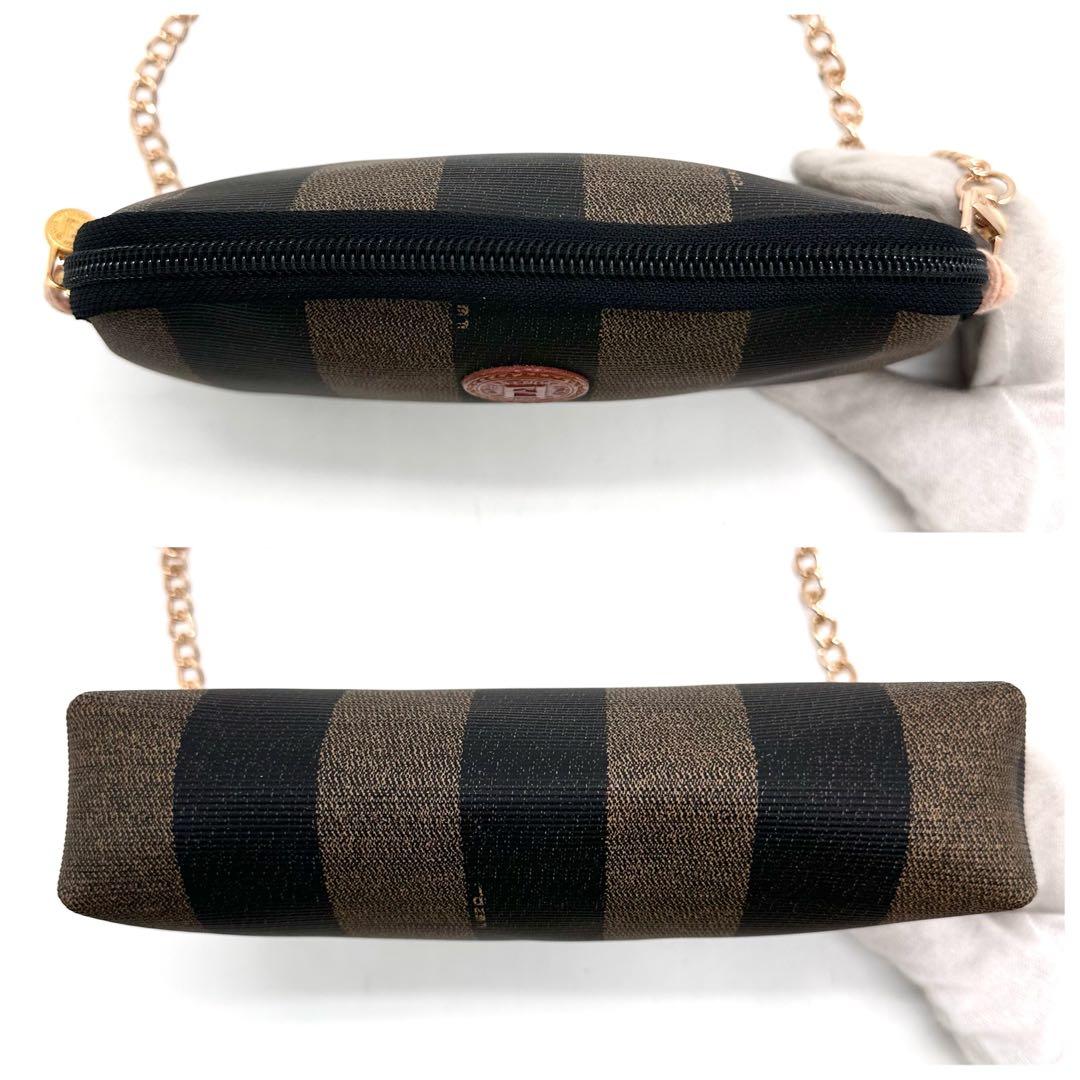 【未使用級】FENDI ショルダーバッグ ペカン チェーン PVC カーキ×黒