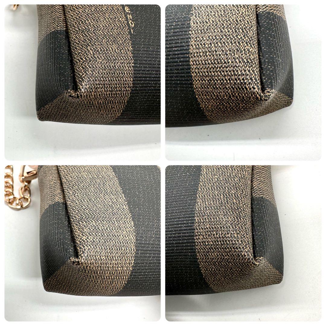 【未使用級】FENDI ショルダーバッグ ペカン チェーン PVC カーキ×黒