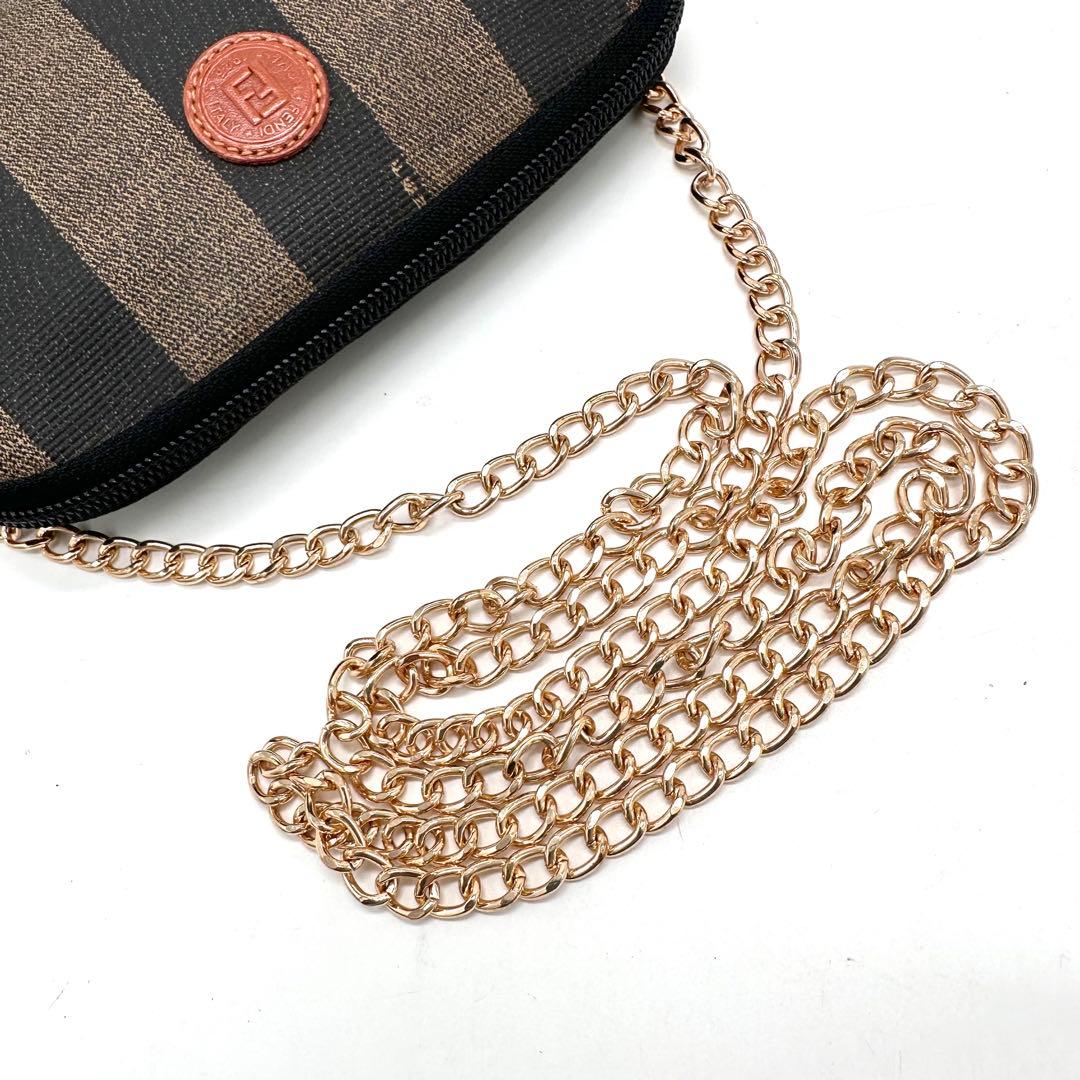 【未使用級】FENDI ショルダーバッグ ペカン チェーン PVC カーキ×黒