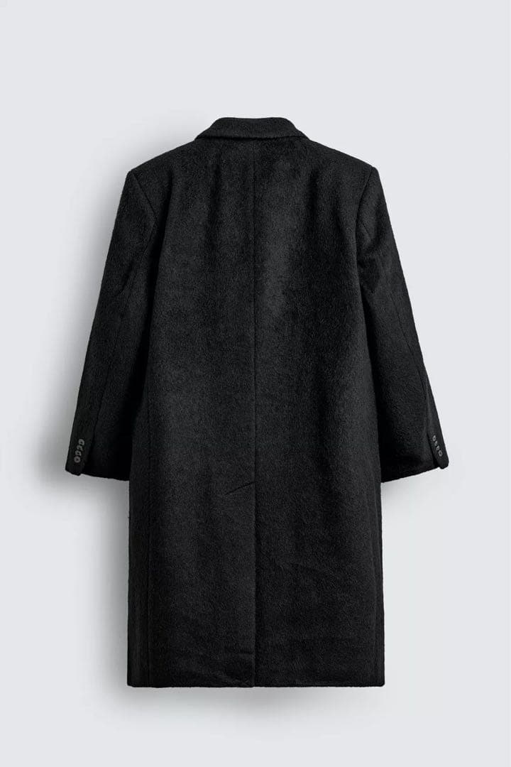 ZARA ウールブレンドダブルブレストコート 黒 ブラック S