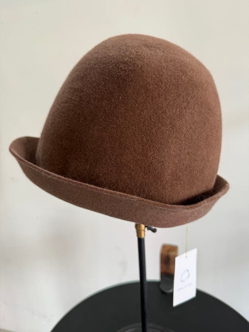 ブラウン ウール ボーラーハット フリーサイズ