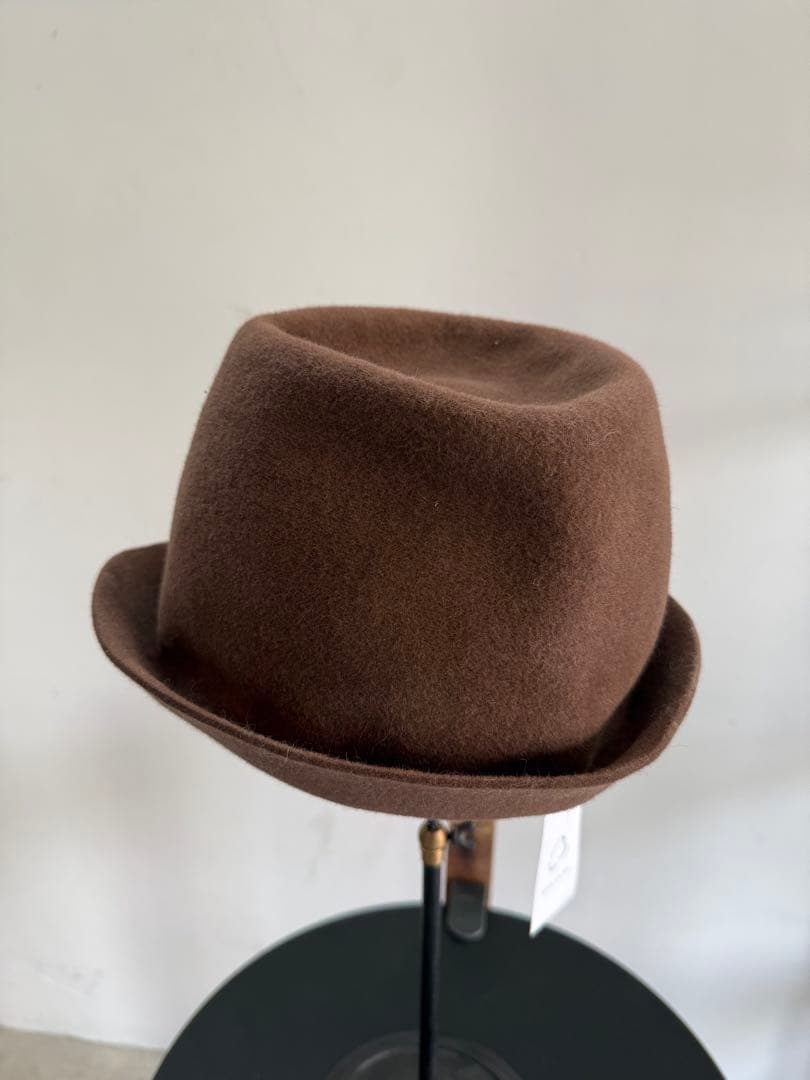 ブラウン ウール ボーラーハット フリーサイズ