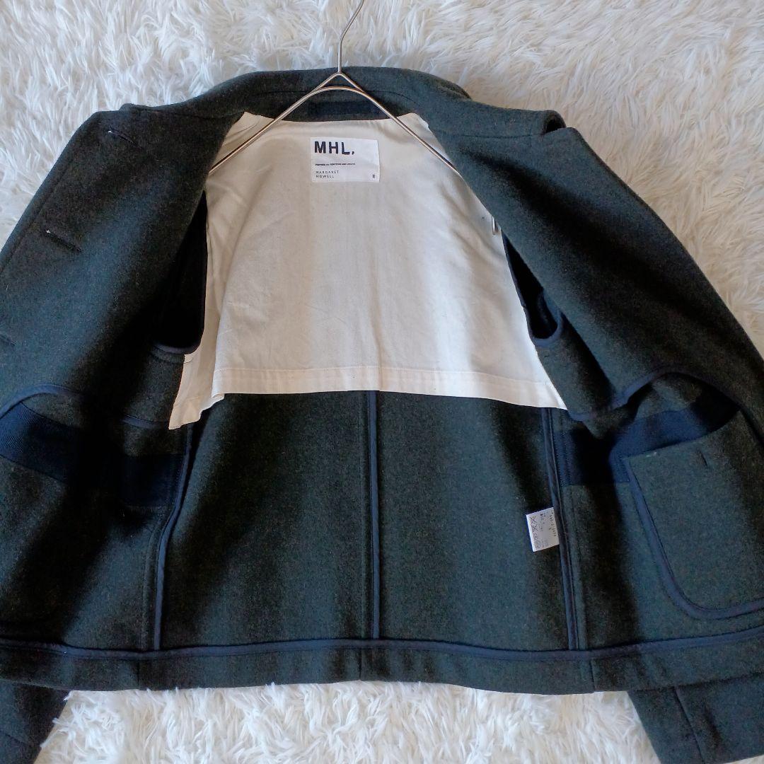 美品☆MHL. ショートコート ウール 丸襟 チャコールグレー M