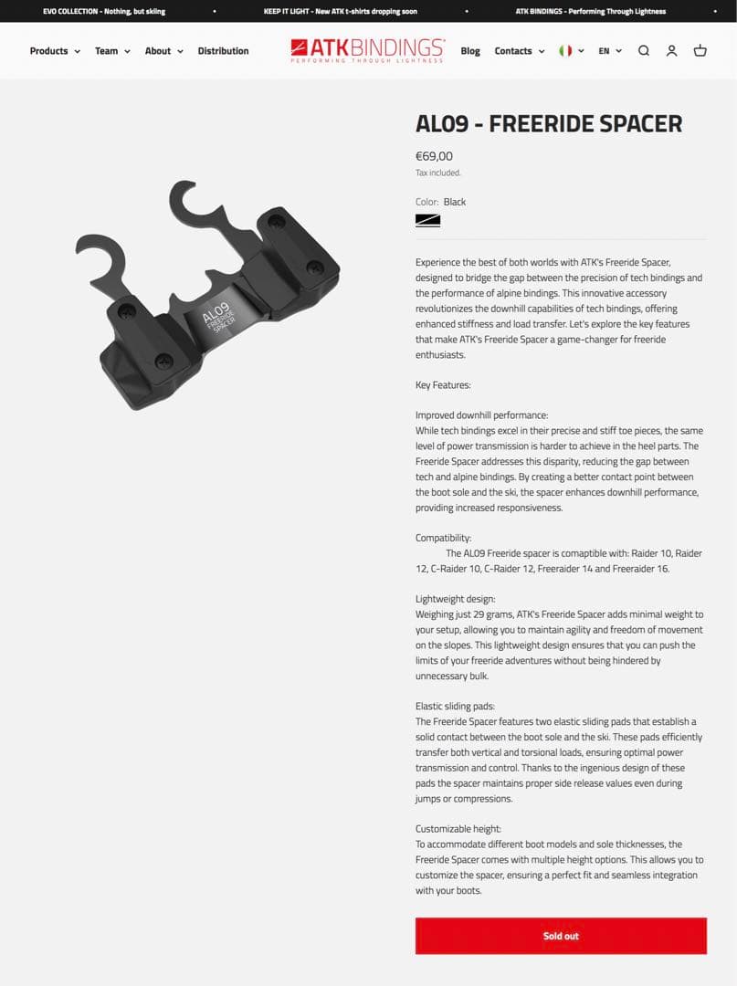 ATK　AL09　FREERIDE SPACER　フリーライドスペーサー