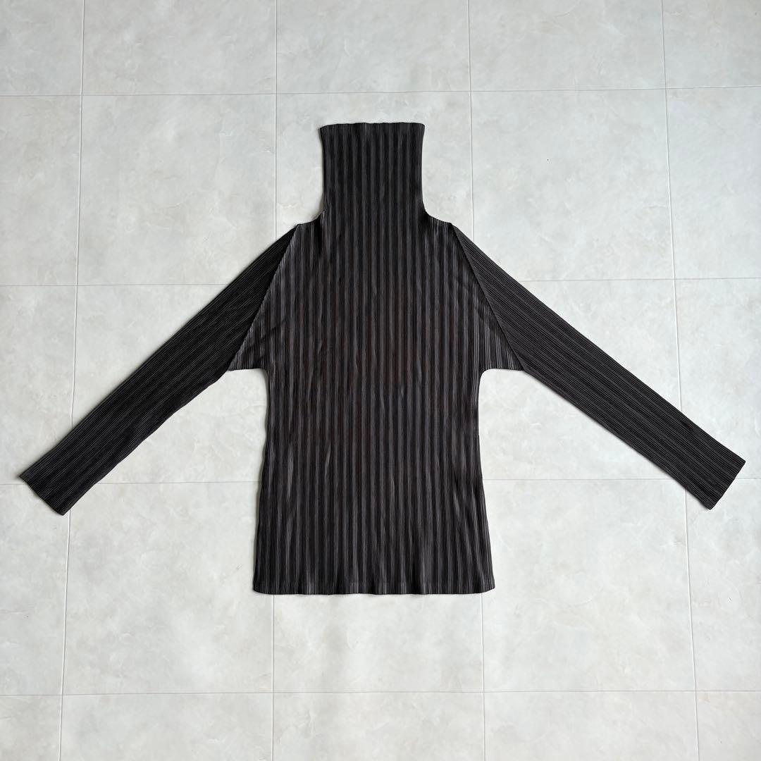 PLEATS PLEASE ハイネックプリーツトップス ダークブラウン 3