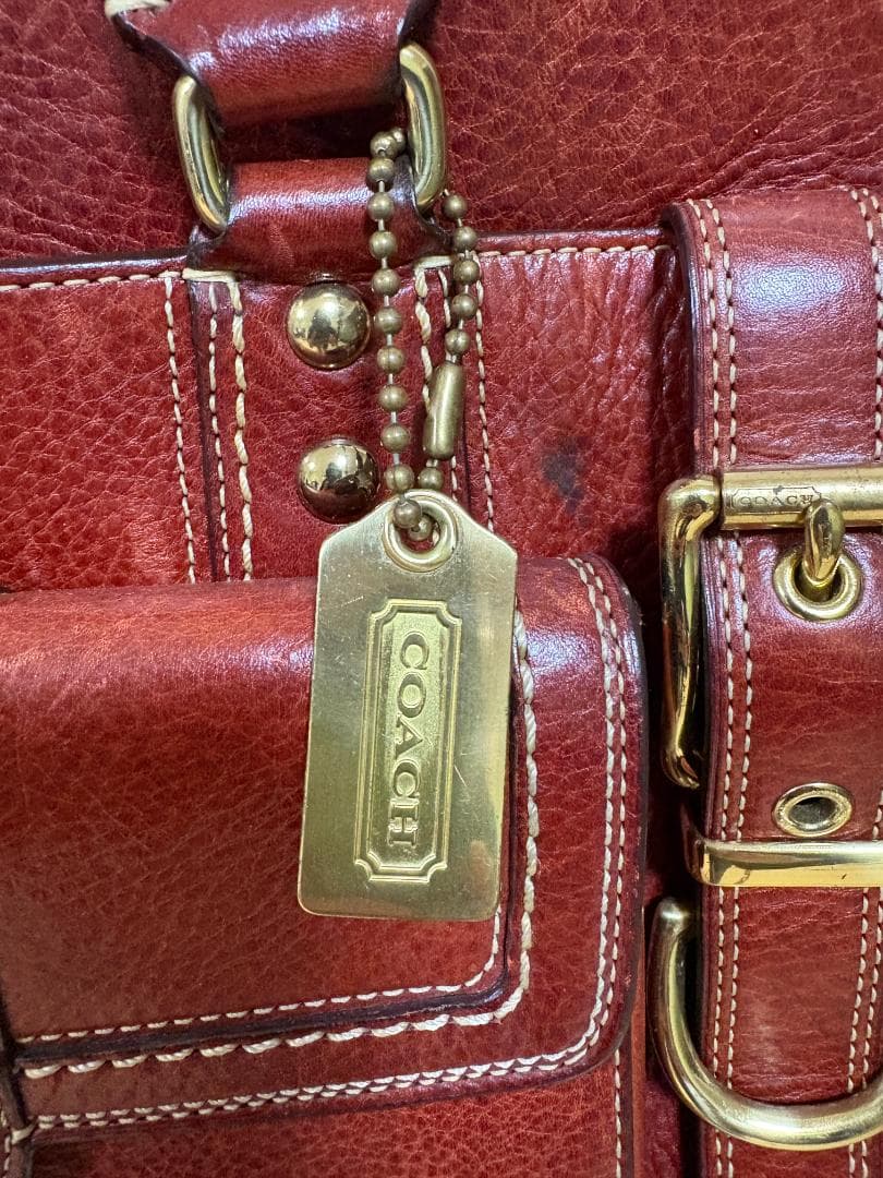 COACH レザー ビジネスバッグ レッド ZB0043
