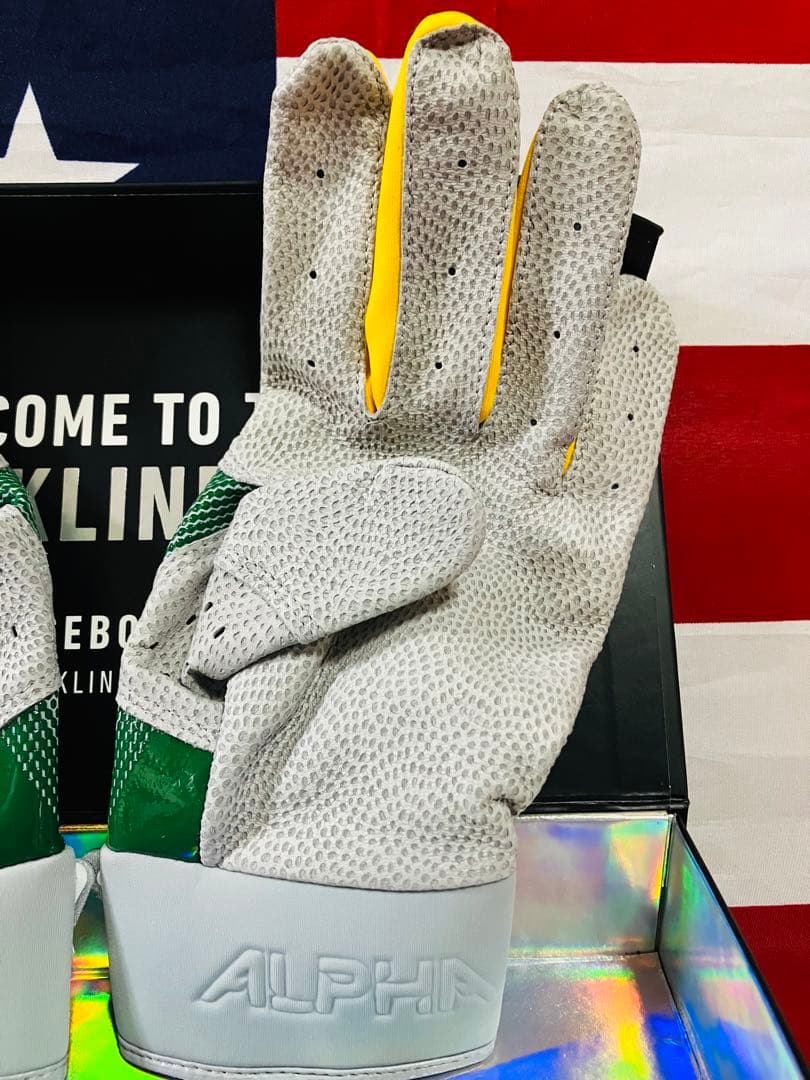 NIKE Alpha Elite グレー グリーン イエロー Mサイズ バッテ