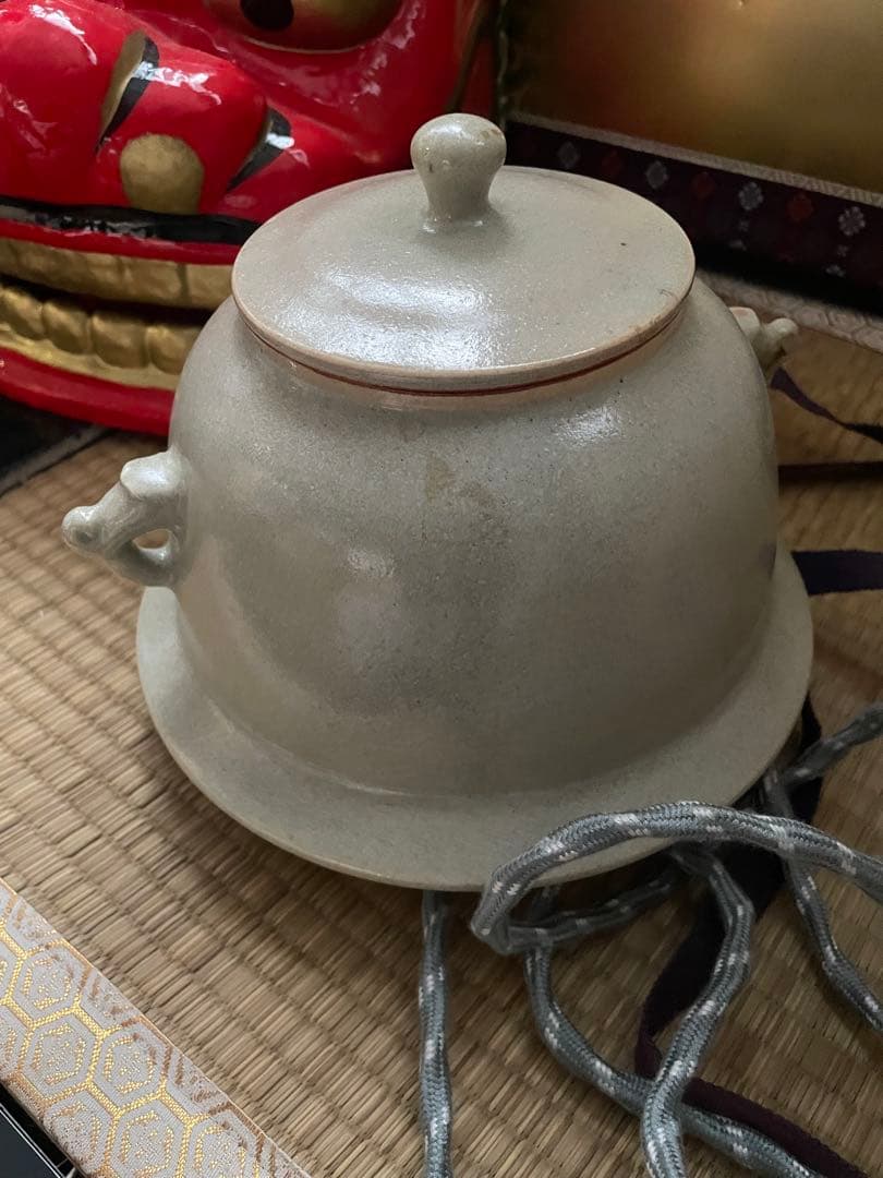 茶釜　茶風炉　電熱器　大塩昭山銘　赤膚山焼　紙共箱　茶道具　動作確認済