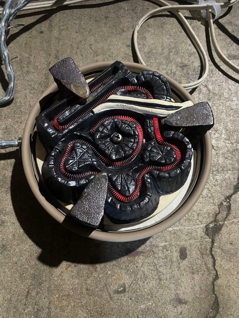 茶釜　茶風炉　電熱器　大塩昭山銘　赤膚山焼　紙共箱　茶道具　動作確認済