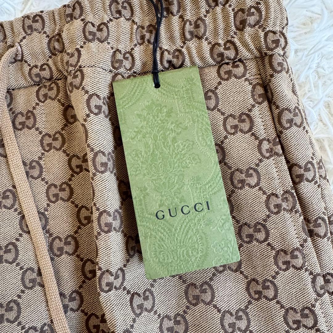 新品タグ付　グッチ　スラックス　GG　総柄　ブラウン　Mサイズ