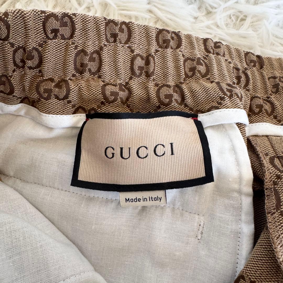 新品タグ付　グッチ　スラックス　GG　総柄　ブラウン　Mサイズ