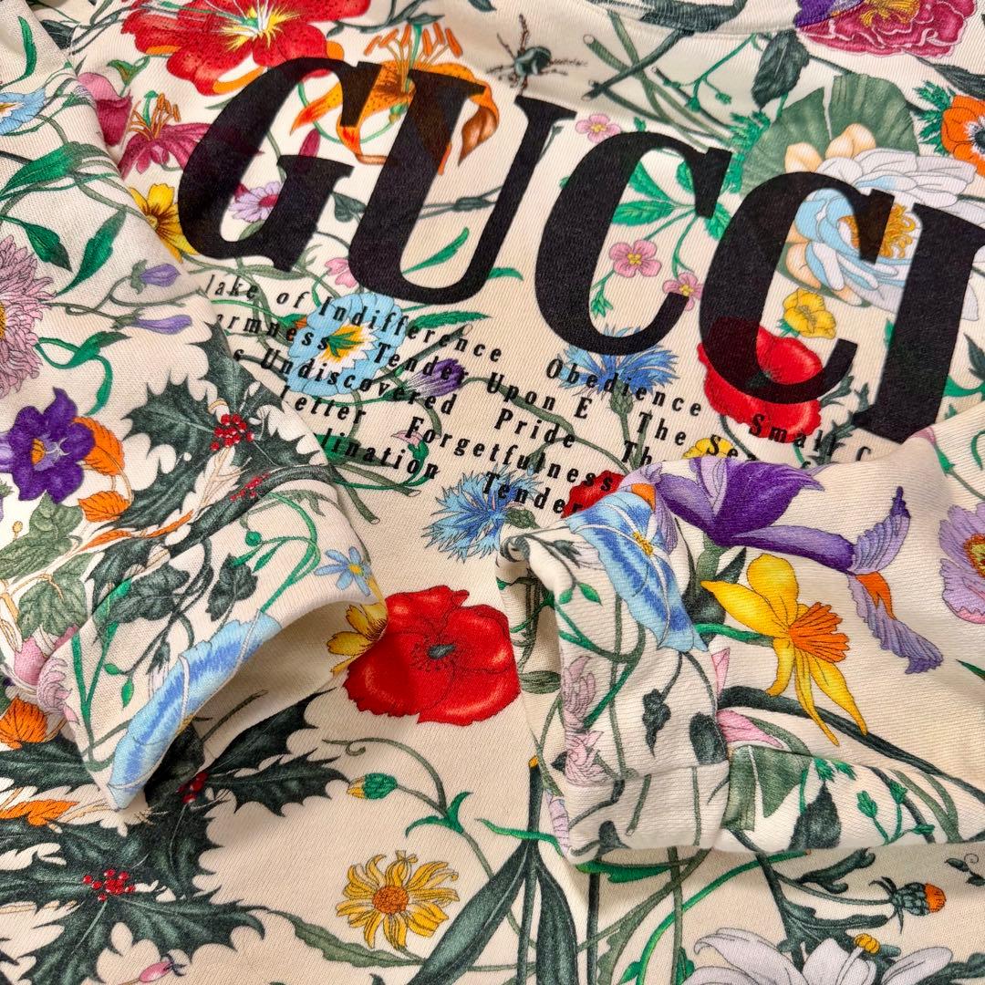 GUCCI 花柄　スウェット　ロゴ　xs トレーナー　グッチ