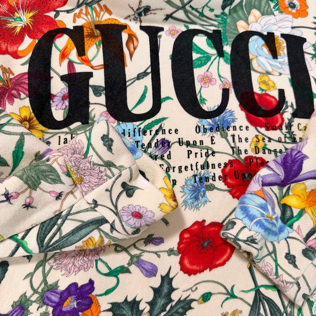 GUCCI 花柄　スウェット　ロゴ　xs トレーナー　グッチ