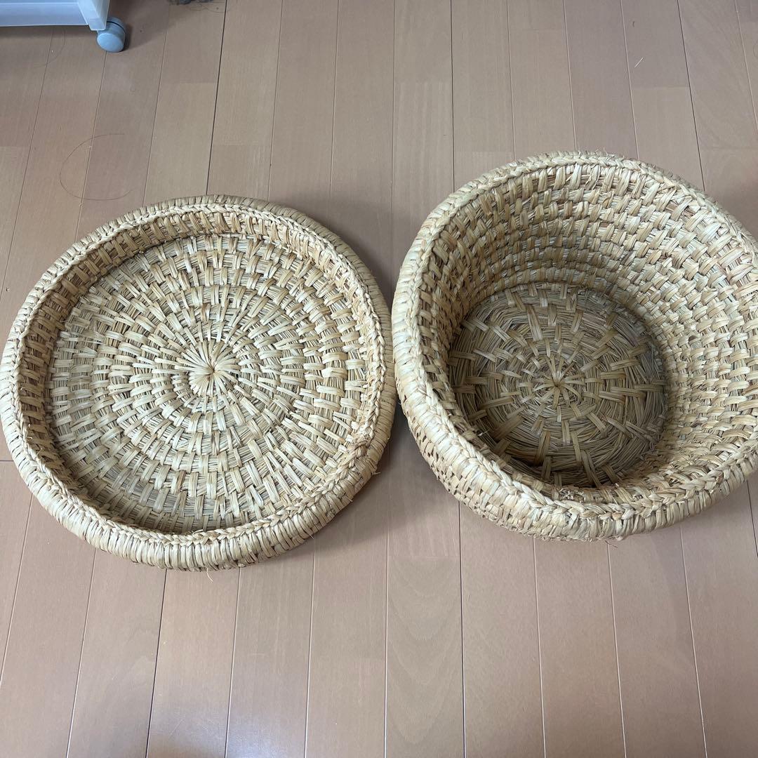古民具 藁いずみ 手作り 藁籠 藁細工 マルカ飯櫃のセット