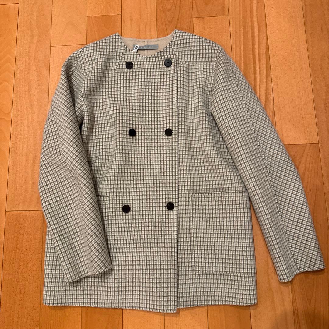 theory luxe チェック柄 ノーカラージャケット