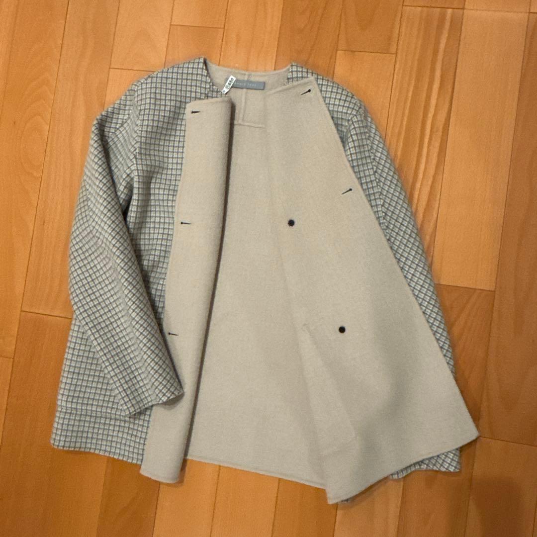 theory luxe チェック柄 ノーカラージャケット