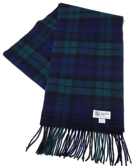 美品★Johnstons ジョンストンズ★カシミヤ マフラー チェック グリーン
