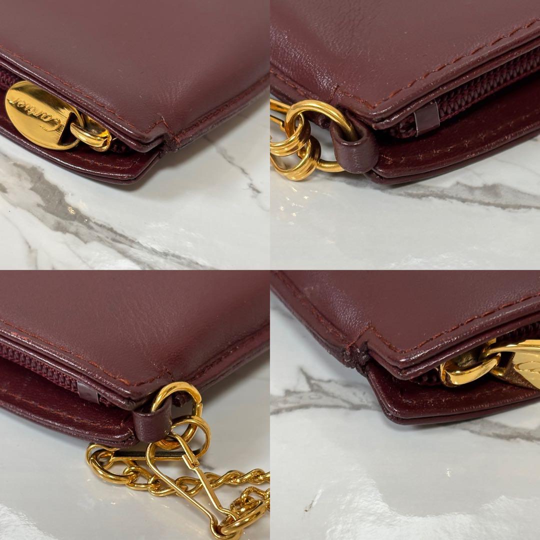 良品✨カルティエ 小銭入れ財布 ポーチ マストライン革 ボルドー 箱、保存布付