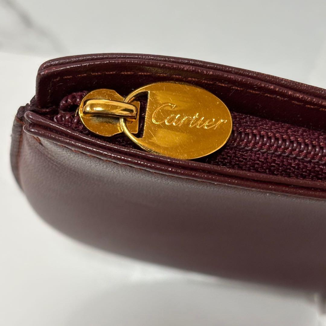 良品✨カルティエ 小銭入れ財布 ポーチ マストライン革 ボルドー 箱、保存布付
