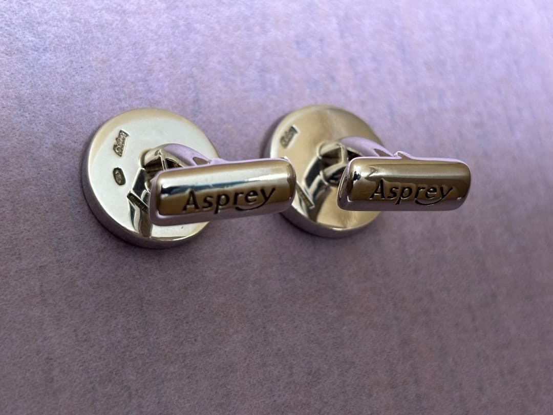 Asprey アスプレイ　カフス　パープルエナメル　スターリングシルバー
