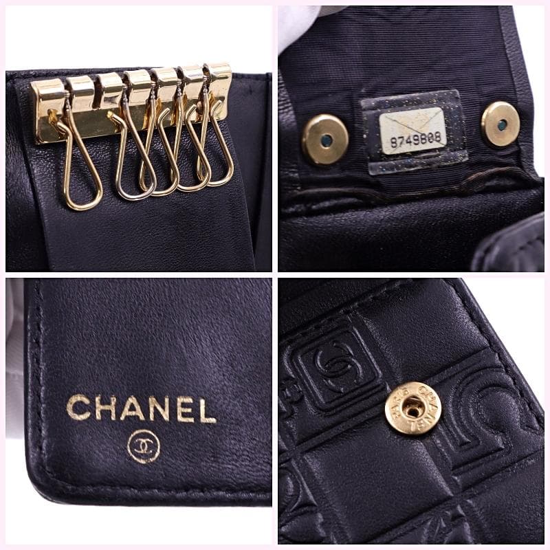 シャネル CHANEL キーケース 5連 チョコバー ココマーク ブラック