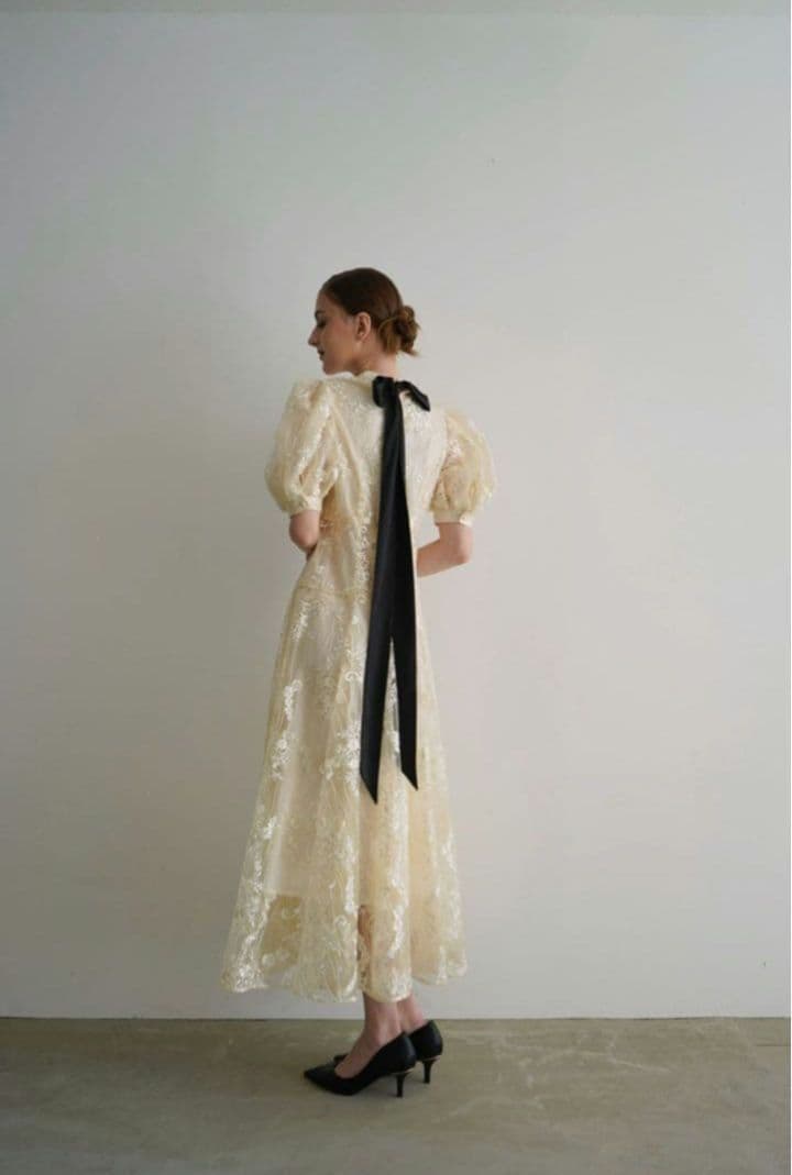 【Acka.】lace flare dress　レースフラワードレス　Sサイズ