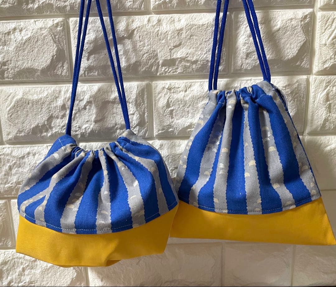 北欧　ストライプ　ハンドメイド　レッスンバッグ　男の子　入学　入園　セット　上履