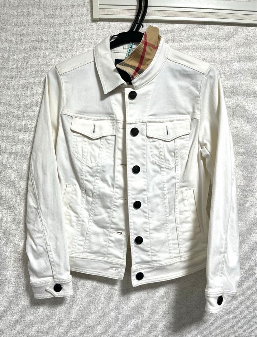 808XL バーバリー デニム ジャケット 白 ノバチェック 大きいサイズ