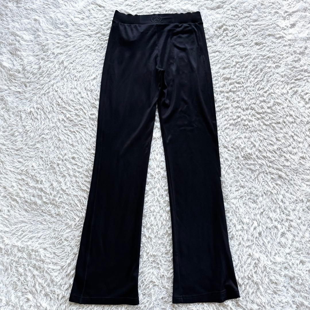 グッチ　ジャージ　セットアップ　シルク　絹　インターロッキング　刺繍ロゴ　黒　S