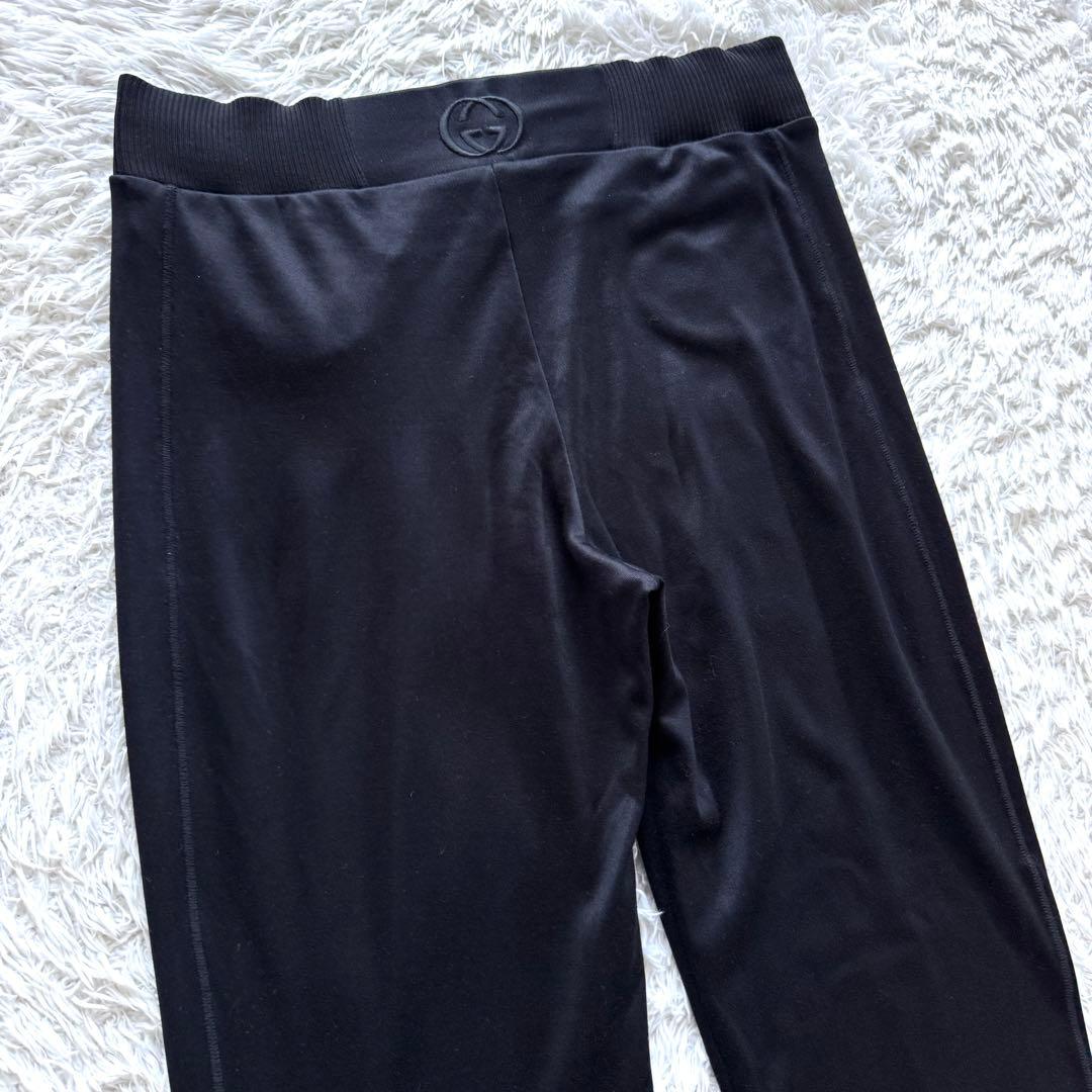 グッチ　ジャージ　セットアップ　シルク　絹　インターロッキング　刺繍ロゴ　黒　S