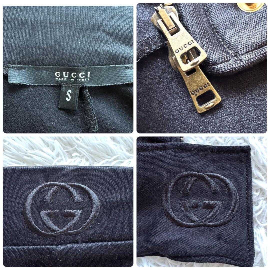 グッチ　ジャージ　セットアップ　シルク　絹　インターロッキング　刺繍ロゴ　黒　S