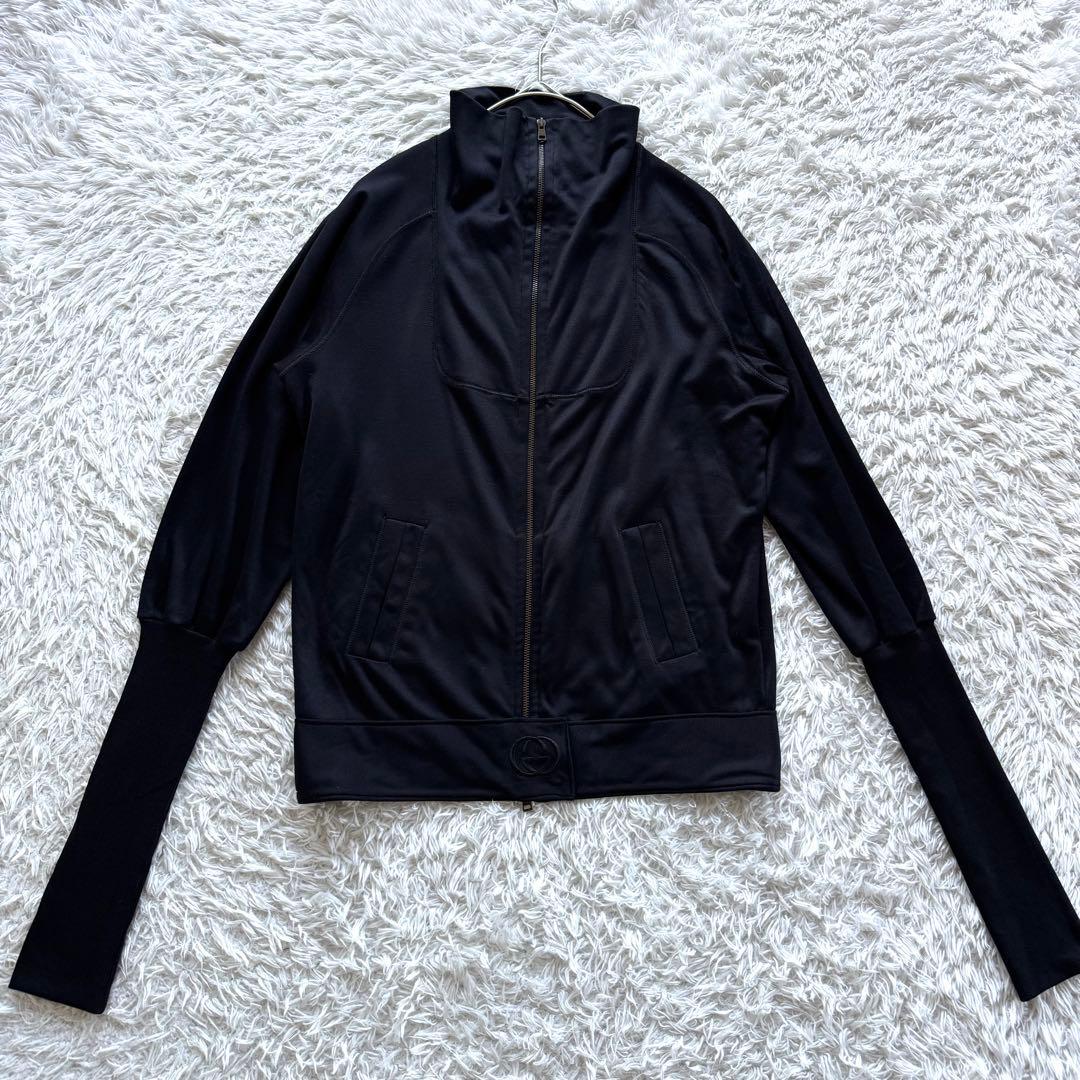 グッチ　ジャージ　セットアップ　シルク　絹　インターロッキング　刺繍ロゴ　黒　S